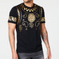 Camiseta masculina com estampa barroca e detalhes em folha da Inc International Concepts - Preto profundo, tamanho P