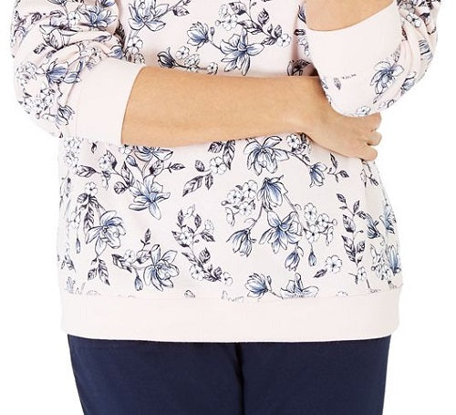 Moletom feminino Karen Scott Serene com estampa de lã rosa, tamanho pequeno