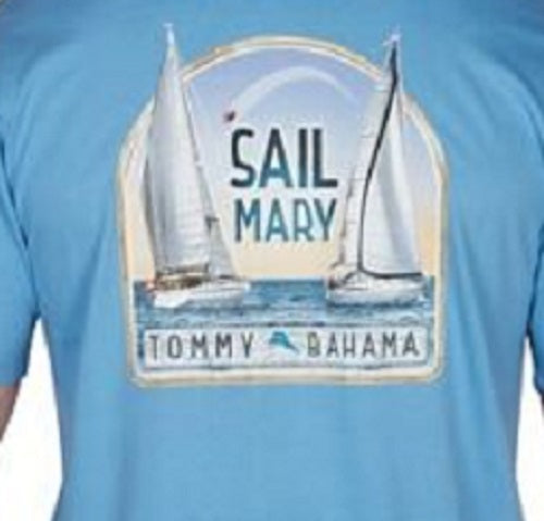 Camiseta Tommy Bahama Sail Mary Graphic Masculina Azul Tamanho X-G