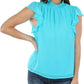 1.STATE Blusa feminina de manga curta e gola alta, azul, tamanho grande