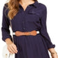 Vestido-camisa feminino Charter Club com bolinhas e jacquard, azul, tamanho pequeno, G