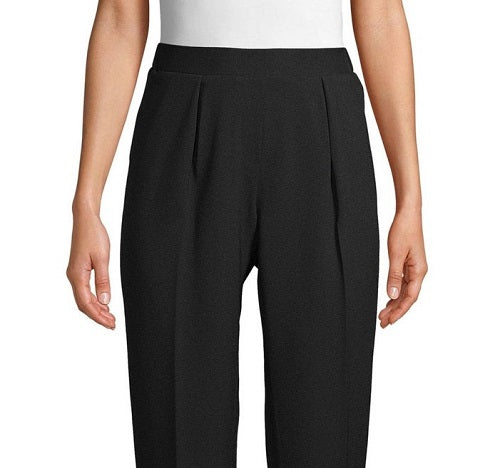 Calça feminina plissada de cintura alta Anne Klein, preta, tamanho XX-S