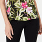 Blusa Kasper Feminina Perfection Multi sem mangas com decote tropical e pregas, rosa, tamanho grande
