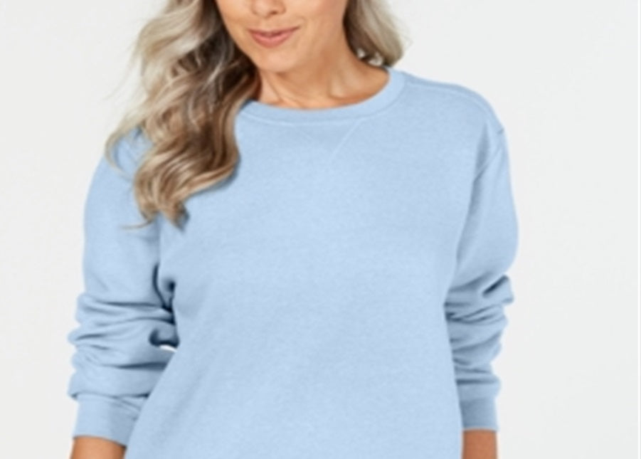 Karen Scott Moletom Esportivo Feminino Manga Longa Gola Redonda Azul Tamanho P
