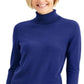 Suéter feminino de gola alta JM Collection, azul, tamanho extragrande