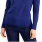 Suéter feminino de gola alta JM Collection, azul, tamanho extragrande