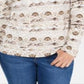 Blusa feminina Karen Scott com decote redondo e estampa aquarela, marrom, tamanho P
