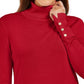 JM Collection Suéter Feminino com Mangas Apertadas e Gola Alta Vermelho Tamanho XX-G