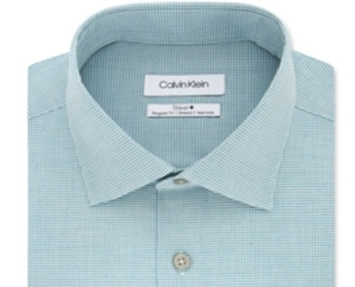 Camisa social masculina Calvin Klein Steel Stretch Check verde tamanho 18,5x36-37-XL