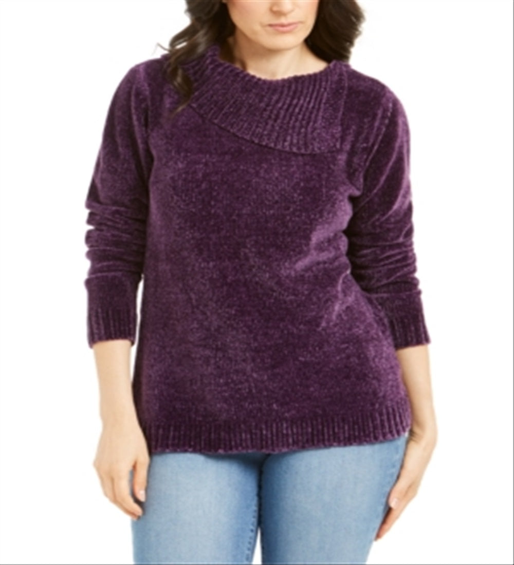 Karen Scott Suéter Feminino Gola Redonda Chenille Dynasty Roxo Tamanho XS