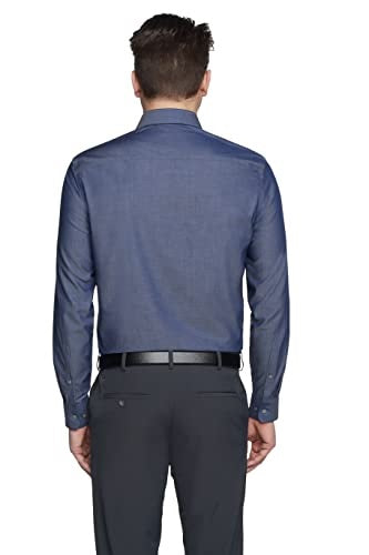 Camisa social Calvin Klein Classic Regular Masculina, Stretch, sem passar a ferro, tamanho M, azul-marinho