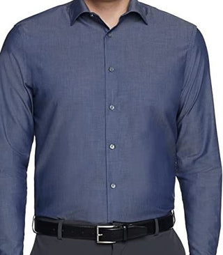 Camisa social Calvin Klein Classic Regular Masculina, Stretch, sem passar a ferro, tamanho M, azul-marinho