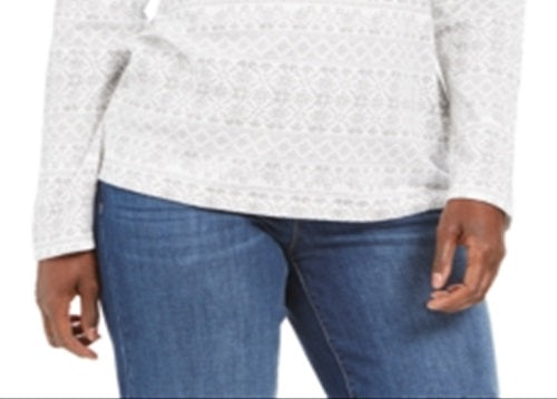 Karen Scott Feminino Fair Isle Estampado Mock Neck Top Branco Tamanho Pequeno Pequeno