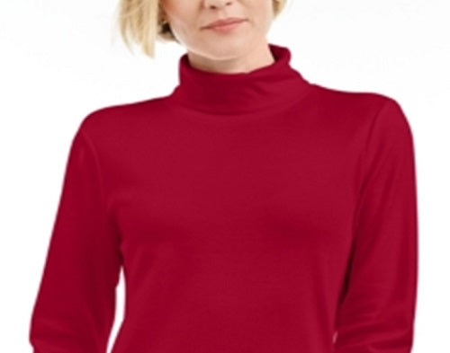 Karen Scott Blusa de gola alta feminina de algodão vermelha tamanho XXL