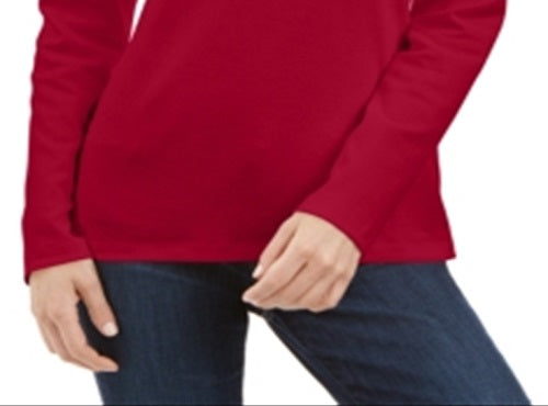 Karen Scott Blusa de gola alta feminina de algodão vermelha tamanho XXL