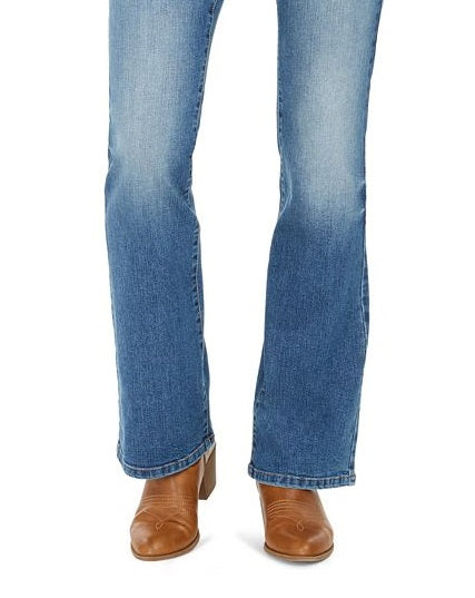 Jeans feminino estilo &amp; co com corte boot cut e botões, azul, tamanho 2