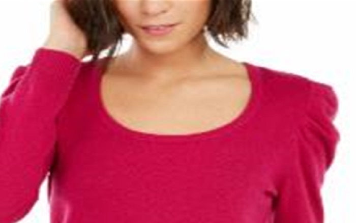 Suéter feminino de cashmere com manga bufante, rosa, tamanho pequeno, da INC International Concepts