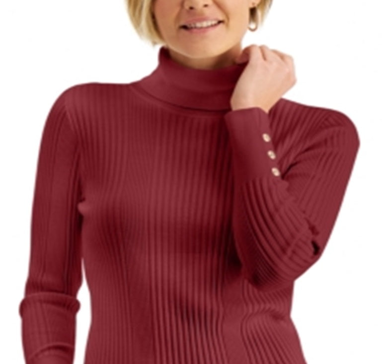 Suéter gola alta canelada JM Collection vermelho tamanho pequeno