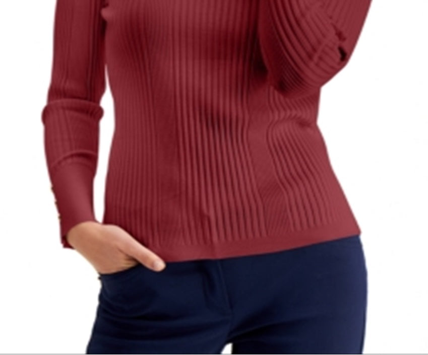 Suéter gola alta canelada JM Collection vermelho tamanho pequeno