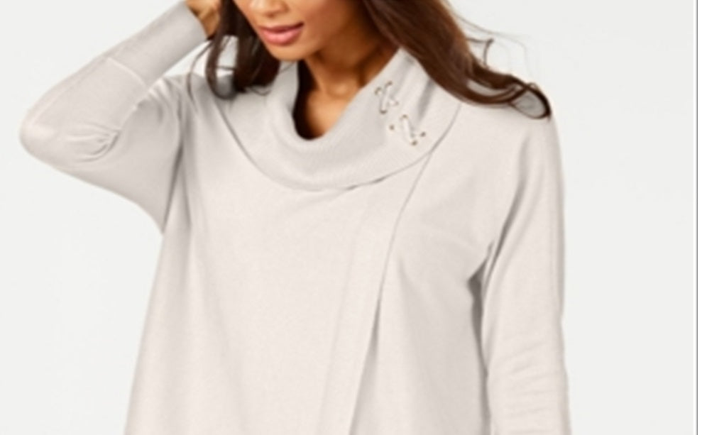 JM Collection Suéter Feminino com Gola Redonda e Manga Longa, Marrom, Tamanho Pequeno