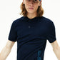 Camisa polo masculina de algodão da marca Lacoste, azul, tamanho 7