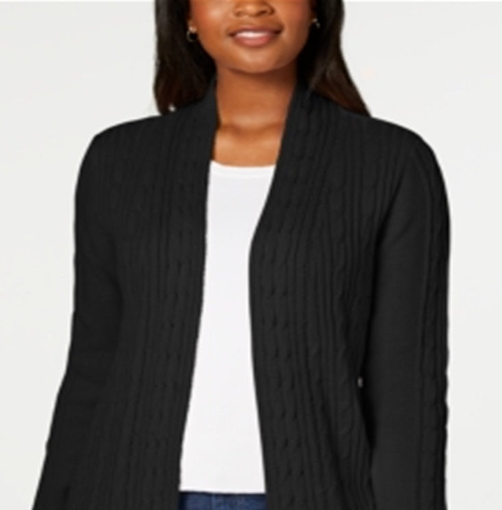 Karen Scott Cardigan Feminino de Tricô Preto Tamanho Pequeno GG