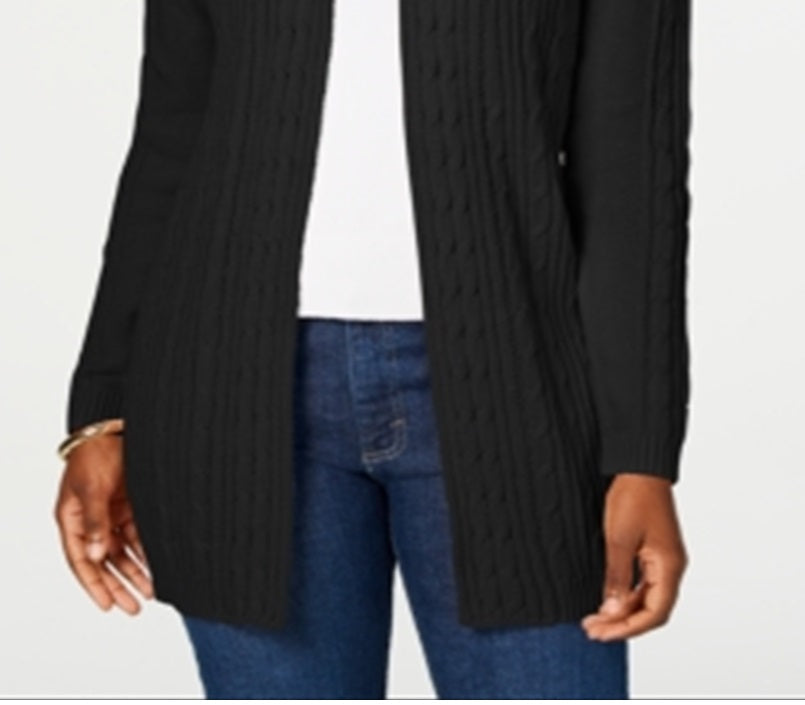 Karen Scott Cardigan Feminino de Tricô Preto Tamanho Pequeno GG