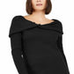 Suéter túnica de cashmere com gola canoa feminino INC International Concepts, preto, tamanho P