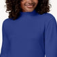 Karen Scott Blusa de algodão com gola alta e manga comprida feminina, azul, tamanho pequeno