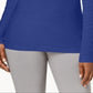 Karen Scott Blusa de algodão com gola alta e manga comprida feminina, azul, tamanho pequeno