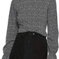 Top feminino Nine West com decote em V e manga curta, cinza, tamanho P