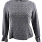 Top feminino Nine West com decote em V e manga curta, cinza, tamanho P