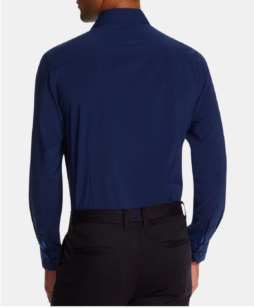 Camisa social masculina Tallia com gola azul, tamanho 34x35