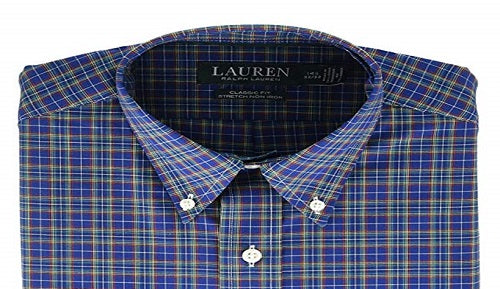 Camisa social xadrez Ralph Lauren masculina Classic Fit Easy Care, azul, tamanho 15x32-33