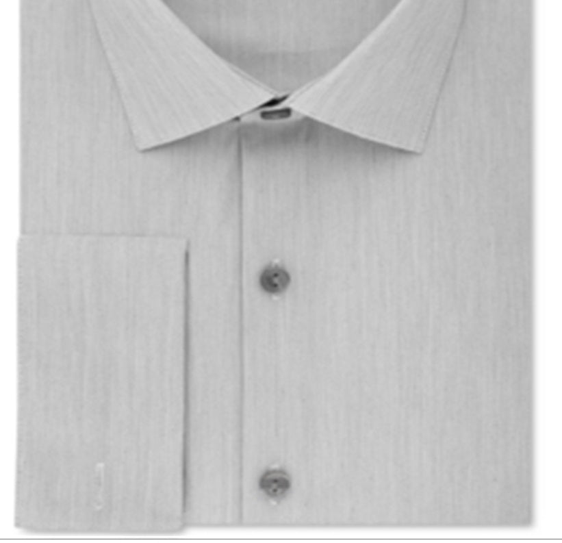 Camisa social masculina Kenneth Cole com botões e punho francês, cinza, tamanho 34x35