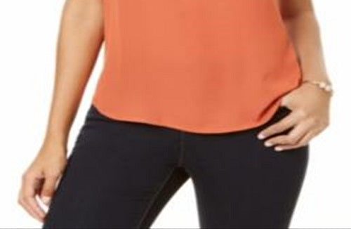 Blusa feminina sem mangas com decote em V, laranja, tamanho grande, da INC International Concepts