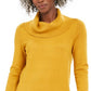 JM Collection Suéter Feminino com Bolso e Zíper, Gola Redonda, Amarelo, Tamanho Pequeno, Extra Grande