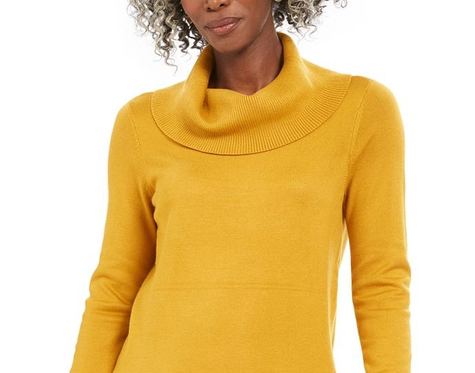 JM Collection Suéter Feminino com Bolso e Zíper, Gola Redonda, Amarelo, Tamanho Pequeno, Extra Grande