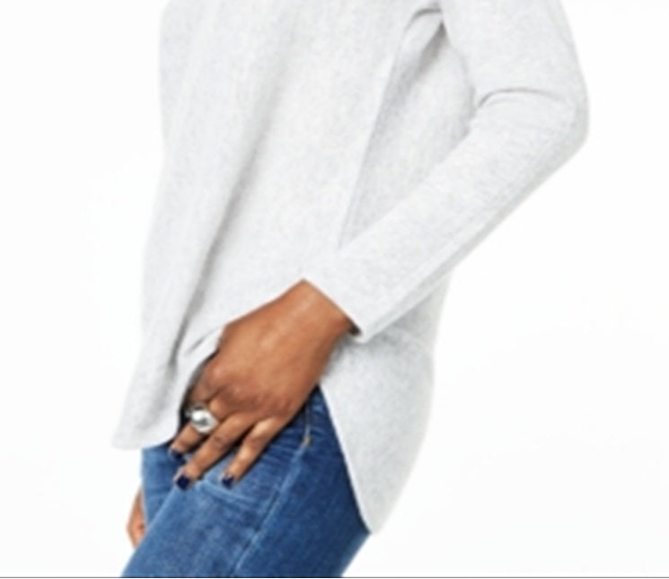 Suéter feminino Charter Club Pure Cashmere manga comprida, tamanho prata - Petite G