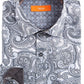 Camisa social masculina Tallia Slim Fit Performance Stretch Paisley cinza tamanho 16,5 x 32-33