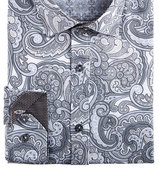 Camisa social masculina Tallia Slim Fit Performance Stretch Paisley cinza tamanho 16,5 x 32-33