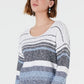 Suéter listrado com ombros caídos feminino Style &amp; Co, azul, tamanho XX-G
