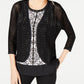 Cardigan feminino JM Collection de algodão com pontos mistos, tamanho pequeno, tamanho extragrande, branco