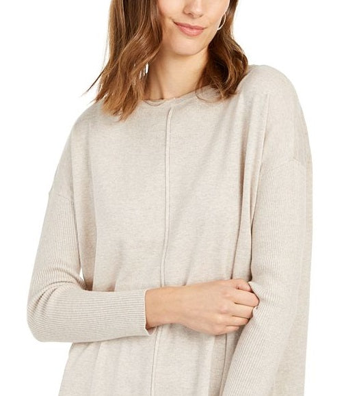 Suéter túnica feminino com costura frontal estilo &amp; co marrom tamanho extrapequeno