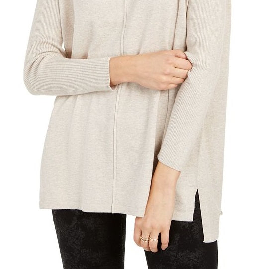 Suéter túnica feminino com costura frontal estilo &amp; co marrom tamanho extrapequeno