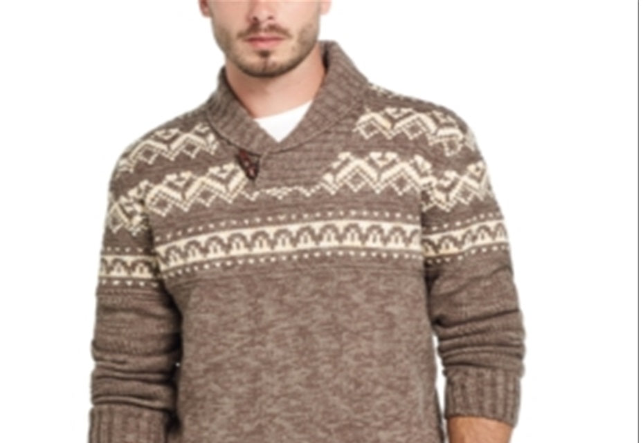 Suéter masculino vintage Weatherproff com gola xale e malha mesclada, verde, tamanho grande