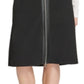 Saia feminina DKNY com acabamento em couro sintético MIDI preta, tamanho 2