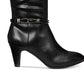 Karen Scott Botas femininas Hollee Fabric Almond Toe até o joelho, pretas, tamanho 9 M