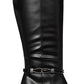 Karen Scott Botas femininas Hollee Fabric Almond Toe até o joelho, pretas, tamanho 9 M