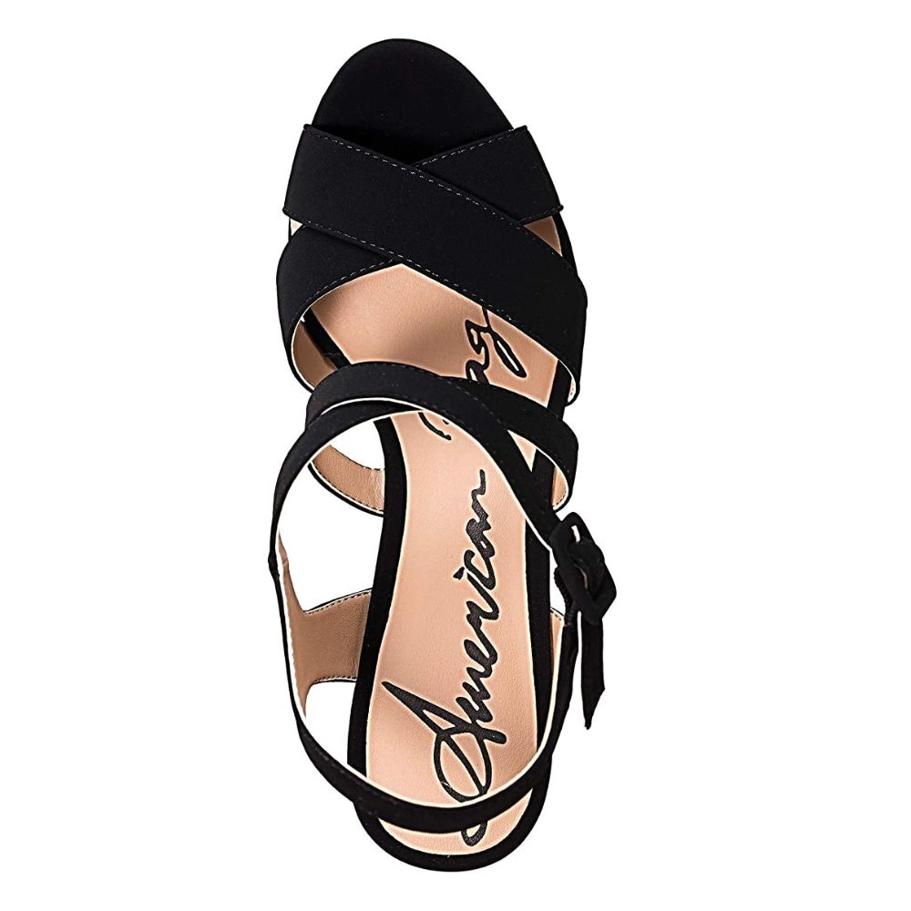 Sandálias plataforma casuais abertas American Rag femininas Rachey Fabric, pretas, tamanho 10 M